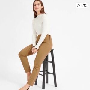 Everlane Pants Khaki Stretchy Cotton Skinny High Rise Elastic Waist - Size 12